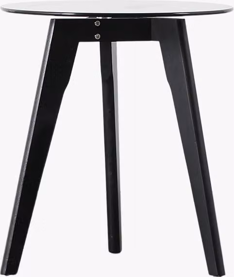 Perch & Parrow Modern Round Side Table with Black Oak Wood and Glass Top