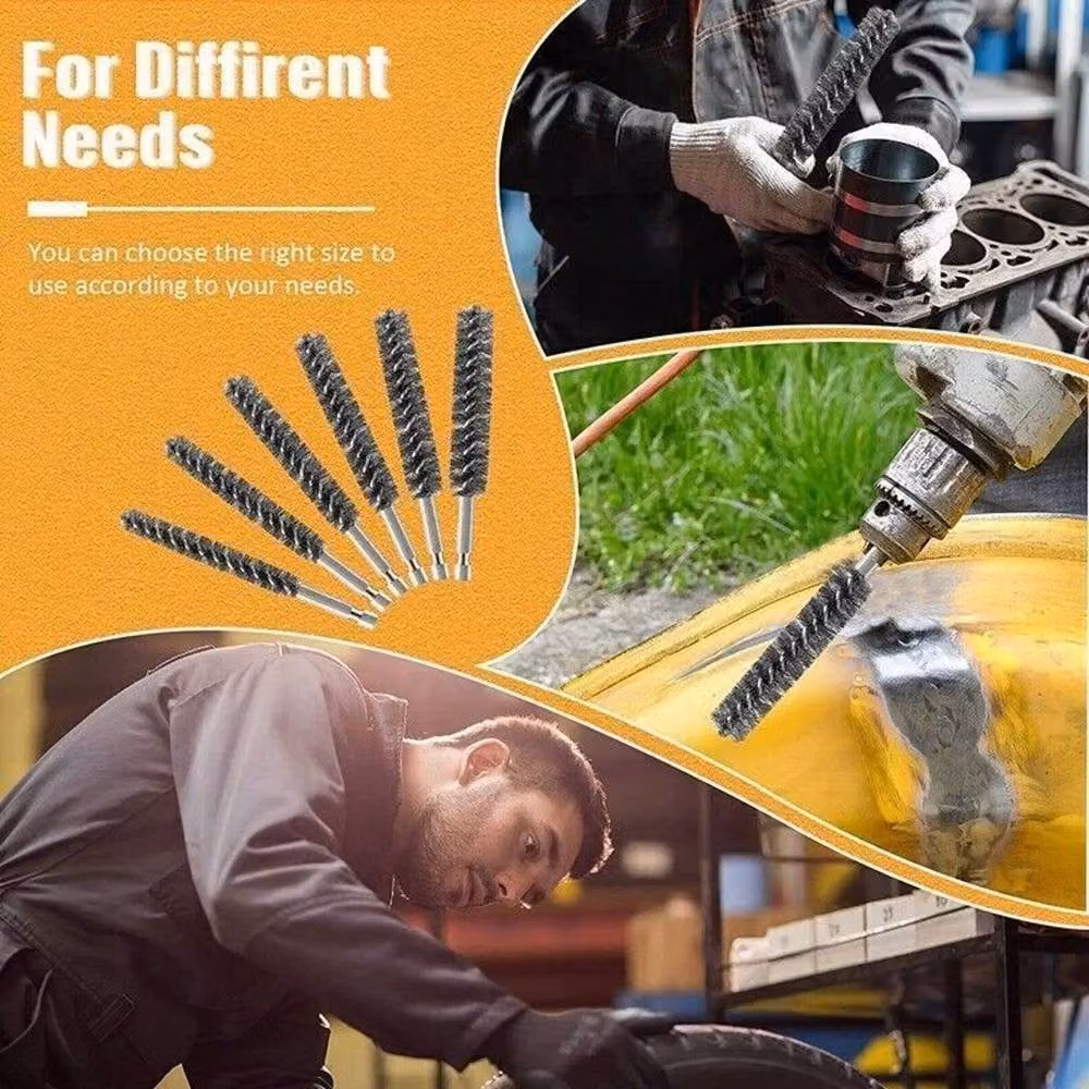 VOGREX 6-Piece Stainless Steel Wire Brush Set for Power Drills and Impact Drivers in Silver – 5