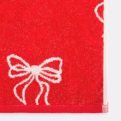OHS Red Bows Print Cotton Terry Bath Towel, Quick Drying and Fluffy – 3
