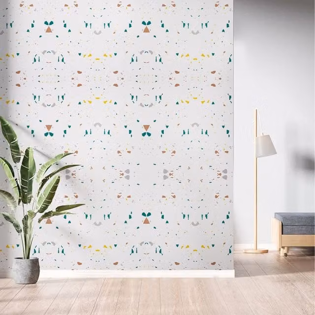 Komore 10 Piece Abstract Faux Marble Adhesive Wall Stickers in Multicolour