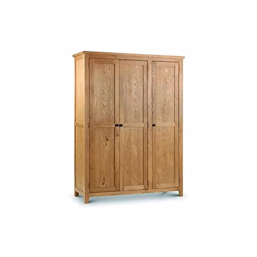 Julian Bowen Marlborough 3 Door Oak Wardrobe with Open Shelf, H190 x W142 x D55 cm