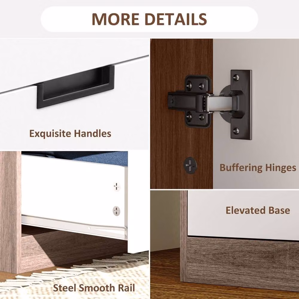 STILVORA Modern Wardrobe with 2 Hinged Doors and 3 Internal Drawers in Brown and White – 4