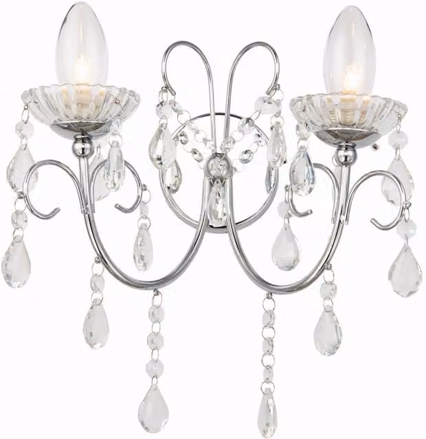 Endon Tabitha 2 Light Chrome and Crystal Bathroom Wall Light IP44 G9