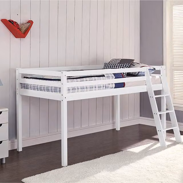 Melrose White Solid Wood 3ft Single Mid-Sleeper Bed for Children, W/D/H: 90 x 190 cm