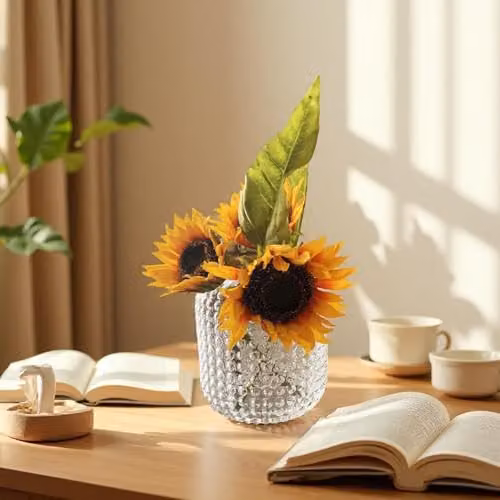 Simpa Modern Round Dotted Glass Tabletop Vase in Transparent – 5