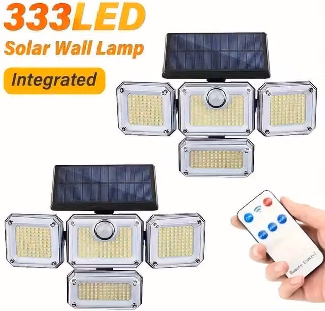 NESTLUNE 2 Solar LED Motion Sensor Security Floodlight in Black