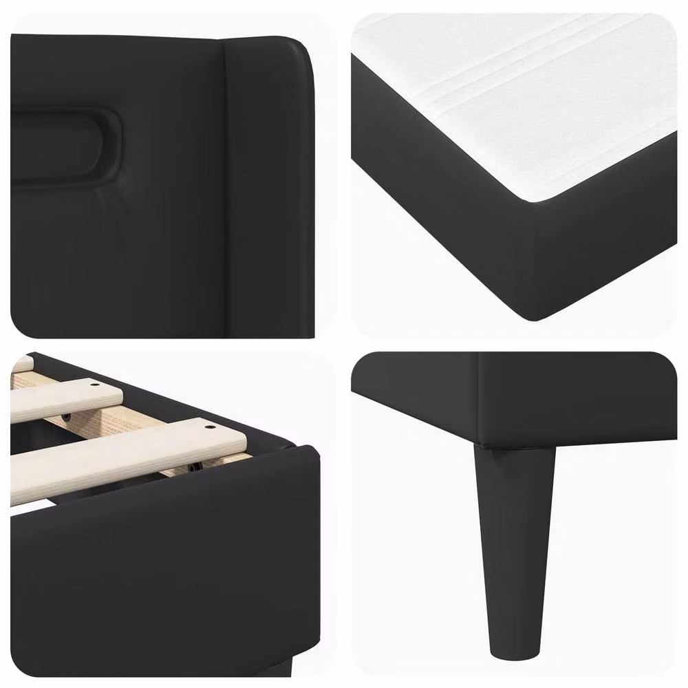 Berkfield Home Black Faux Leather Bed Frame with LED Under-Bed Lighting, W/D/H: 180 x 200 cm – 4