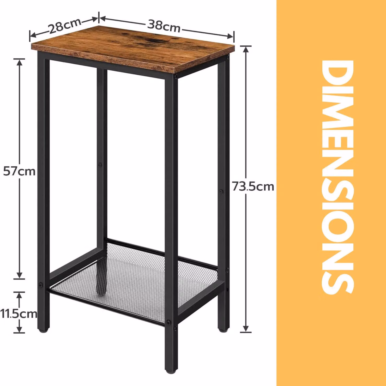 Rafaelo Mobilia Bedside Table with Adjustable Mesh Shelf in Brown and Black – 5
