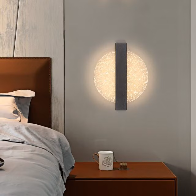 GOECO Luxury Round Black LED Wall Light with Adjustable Up and Down Lighting, Diameter: 25 cm