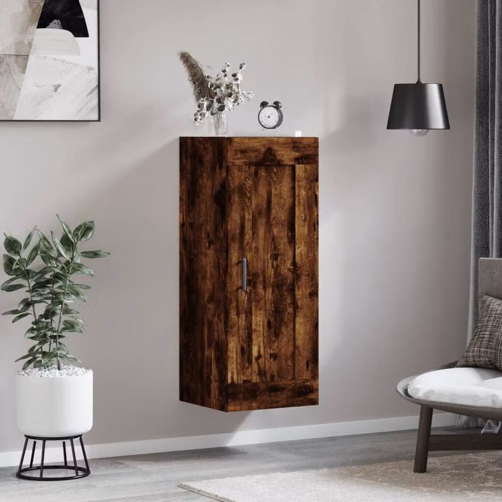 Berkfield Home Wall Mounted Smoked Oak Cabinet in Brown, W/D/H: 34.5 x 34 x 90 cm – 3