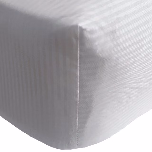 Catherine Lansfield Satin Stripe 300 Thread Count Single Fitted Sheet Grey W/D/H: 90 x 200 x 30 cm