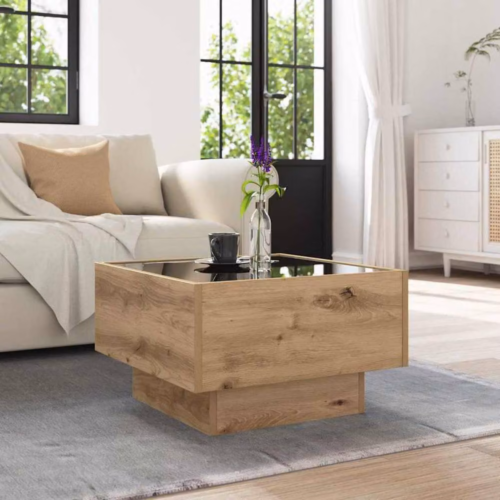 Berkfield Home Artisan Oak Decorative Coffee Table, Brown, W/D/H: 50 x 50 x 30 cm – 3