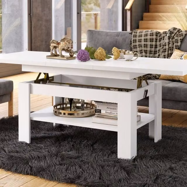 Heze Furniture Rio 2 in 1 Extending Coffee or Dining Table, White, 130-170cm