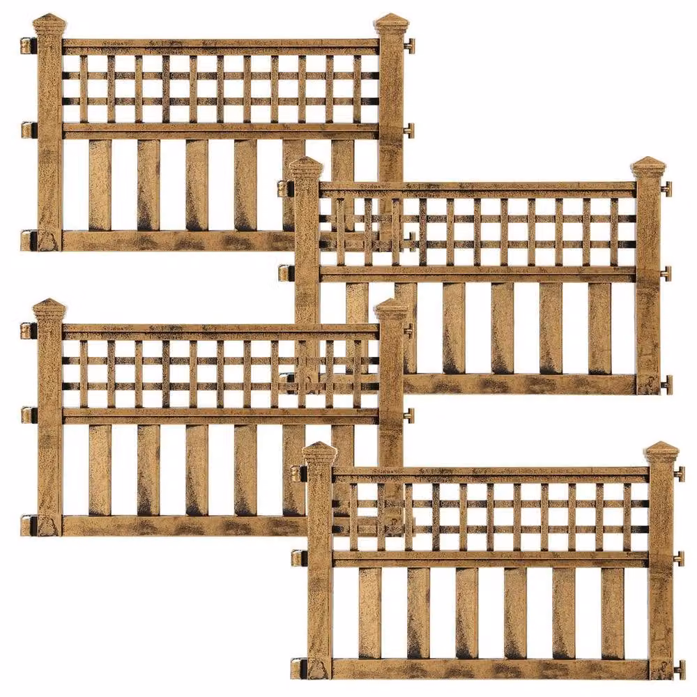 NESTLUNE Pack of 8 Bronze Plastic Garden Lawn Edging Fence Panels, W: 100 cm, H: 100 cm – 6