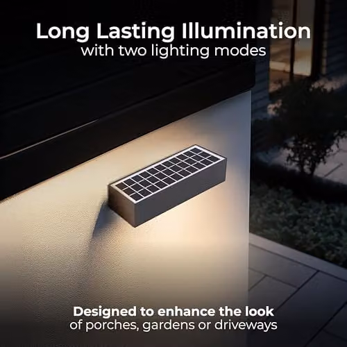 Luceco Solar Powered LED Outdoor Wall Light with PIR Motion and Dusk Sensors, 900lm, 6W, 3000K Warm White, Grey, IP65 – 3