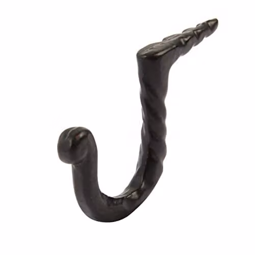 Hammer and Tongs Twisted Nail Hook in Matt Black Powder-Coated Iron, W: 5 mm, H: 40 mm – 2