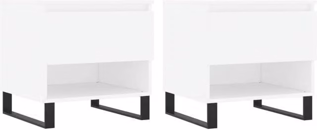 Berkfield Home Set of 2 Modern White Square Coffee Tables with Nested Tops, W/D/H: 50 x 46 x 50 cm