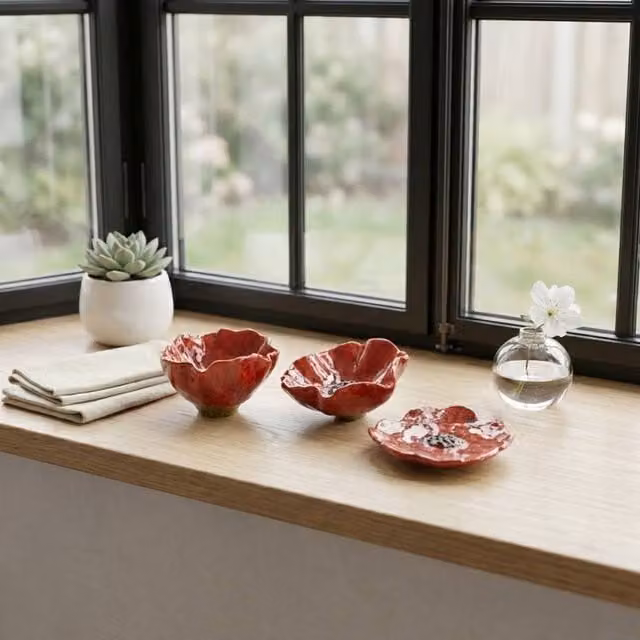 Garden Greatness Trio Glazed Poppy Ceramic Tabletop Decoration in Red and Multicolour – 1