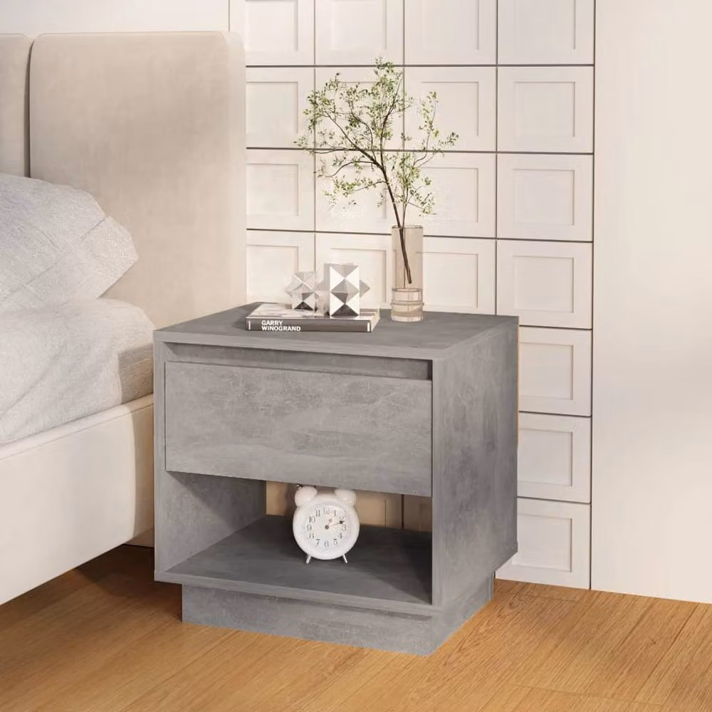 Berkfield Home Bedside Cabinet in Concrete Grey, W/D/H: 45 x 34 x 44 cm – 2