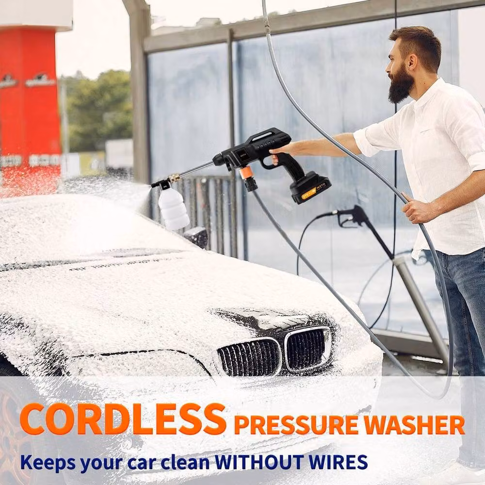 EONLION Cordless High Power Portable Pressure Washer in Black with Rechargeable Battery – 3