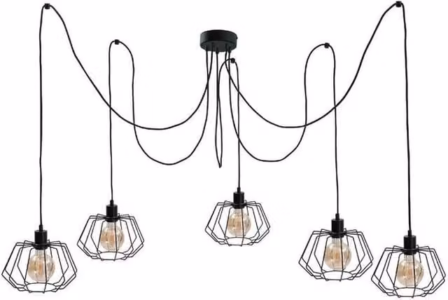 Netlighting Luna Cluster Pendant Ceiling Light in Black with 5x E27 Sockets