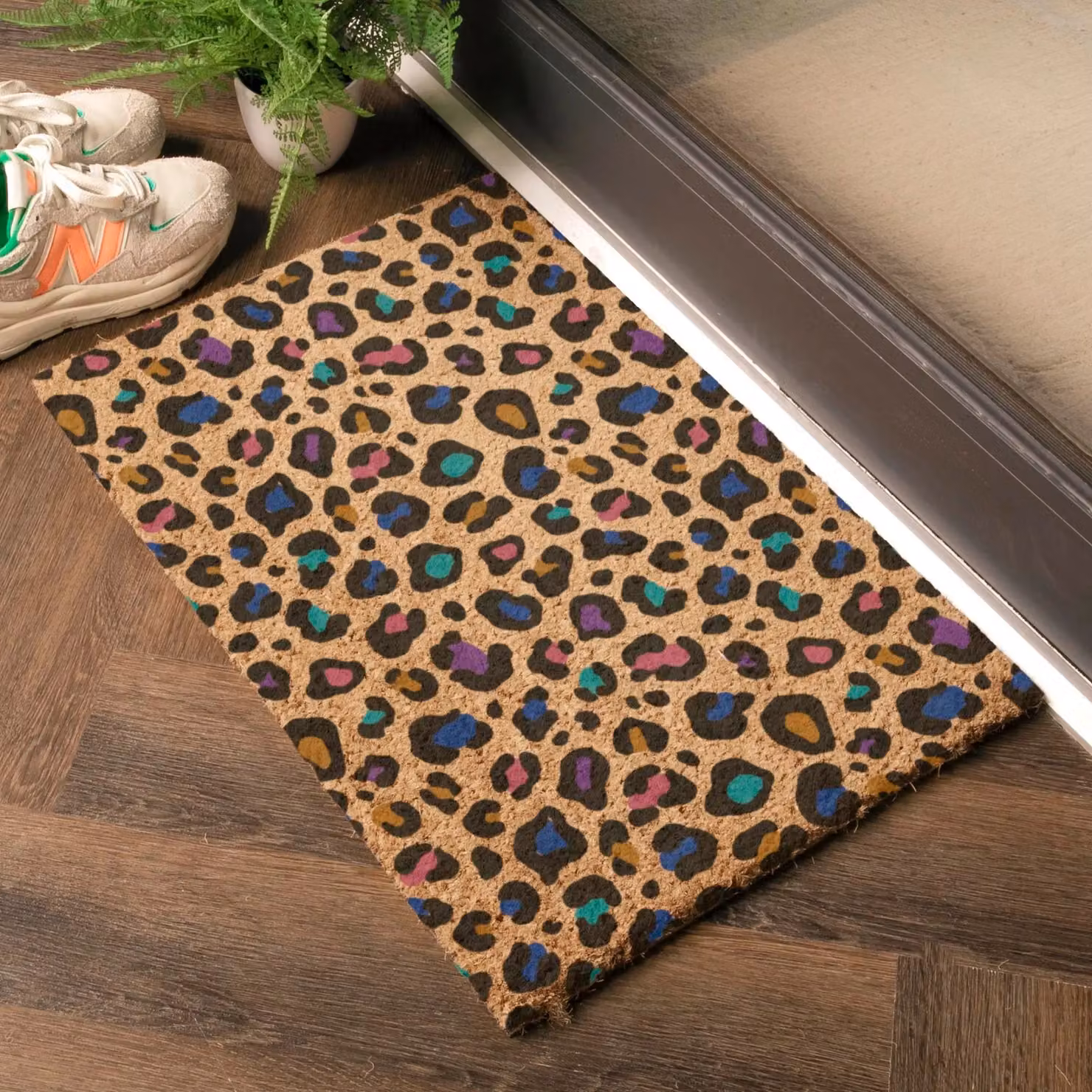Artsy Mats Multi Colour Leopard Print Doormat in Brown, W/D: 60 x 40 cm – 2