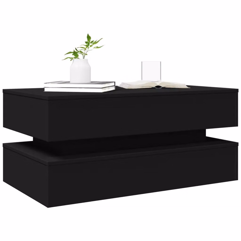 Berkfield Home Modern Black Coffee Table with LED Lights, W/D/H: 90 x 50 x 40 cm – 5