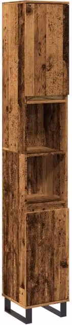 Berkfield Home Industrial Bathroom Cabinet in Brown Old Wood, W/D/H: 30 x 30 x 190 cm