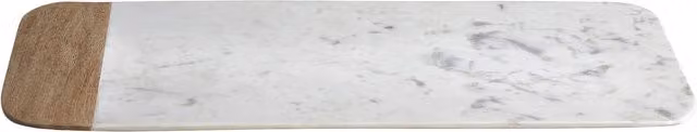 Orsina Rectangular White Marble and Solid Mango Wood Serving Tray