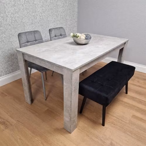 KOSY KOALA Grey Wooden Dining Table Set with 2 Chairs and 1 Bench, Rectangular Modern Design