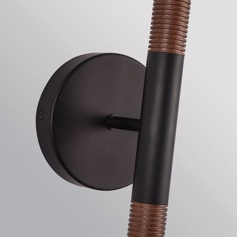 Netlighting Arden Up and Down LED Wall Light in Matte Black and Walnut Wood Veneer with 3000K Warm White Light – 3