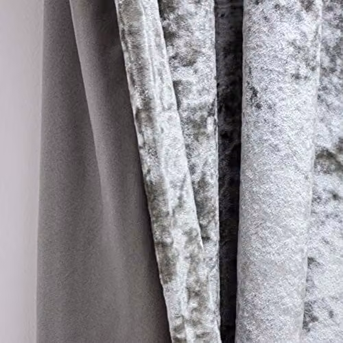 Paoletti Verona Silver Crushed Velvet Eyelet Curtains, W: 229 cm, H: 183 cm – 4