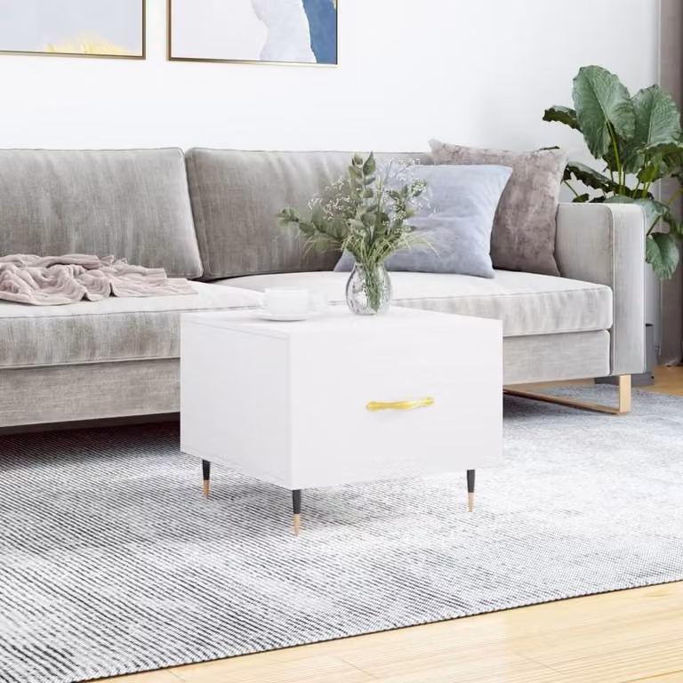 Berkfield Home White Decorative Square Coffee Table, W/D/H: 50 x 50 x 40 cm