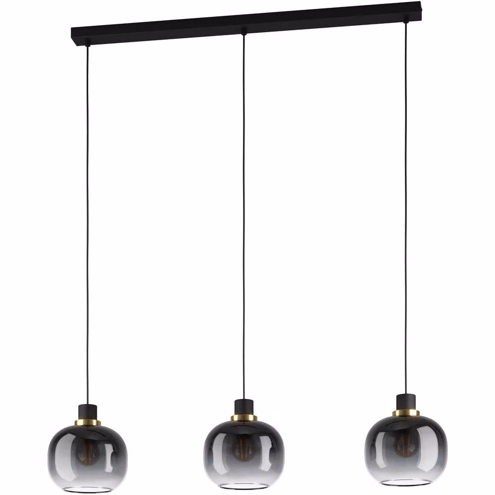 Loops Modern Black and Brass Sphere Pendant Light with Glass Shade – 2