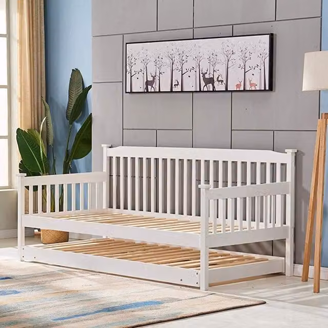 Kosy Koala Shaker Single 3FT Wood Daybed in White Lacquered Oak, W/D/H: 90 x 190 cm