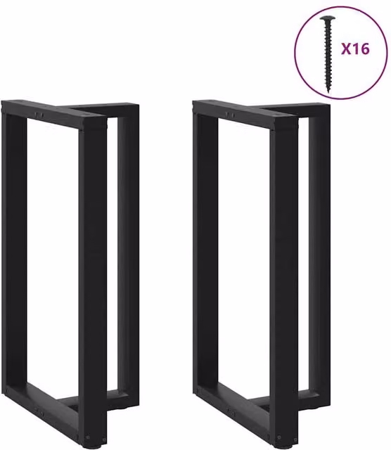 Berkfield Home Modern T-Shaped Bar Table Legs, 2 Pieces, Black Steel, W/D/H: 60 x 35 x 100-101 cm – 1