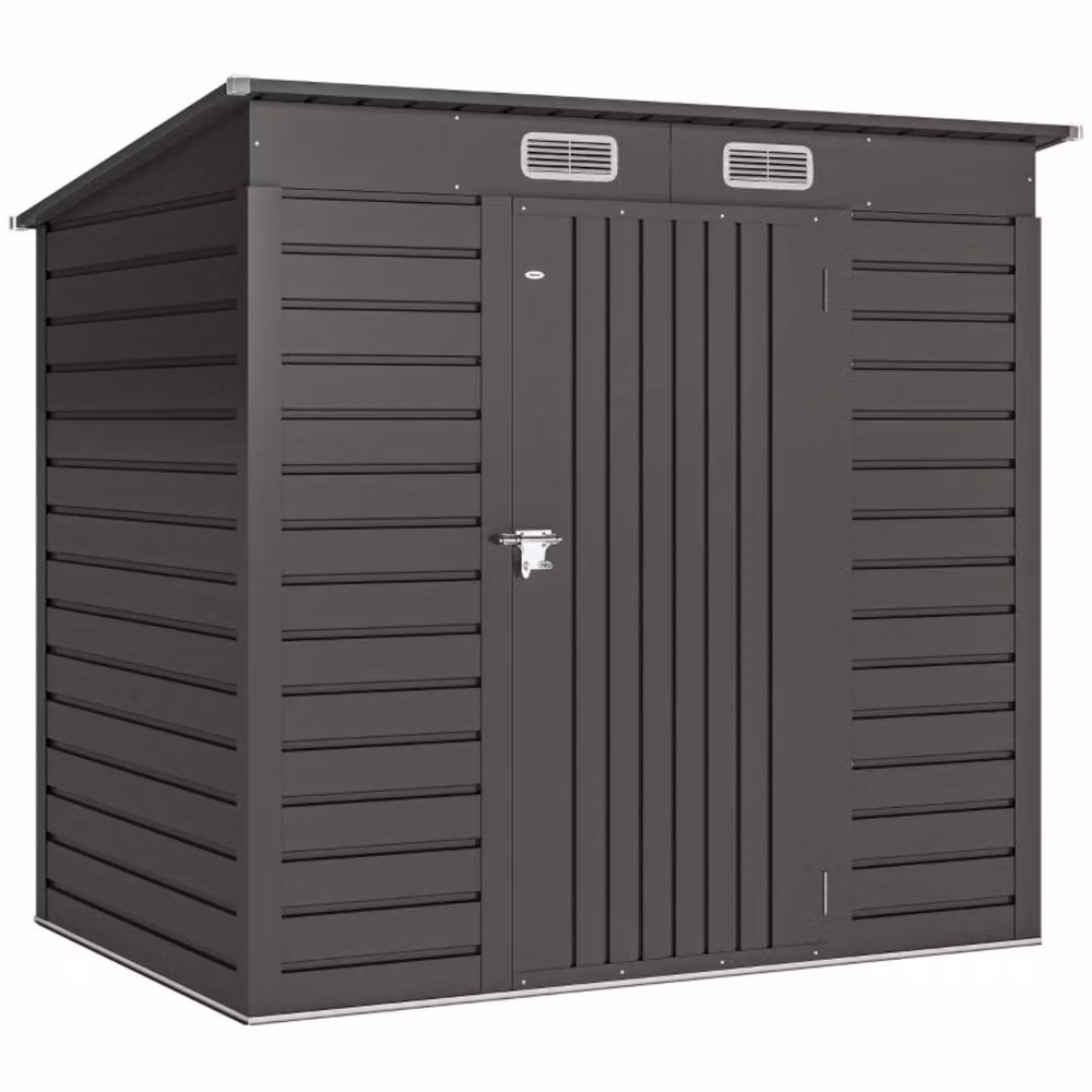STILVORA Modern Pent Garden Shed with Double Doors in Matt Grey – 3