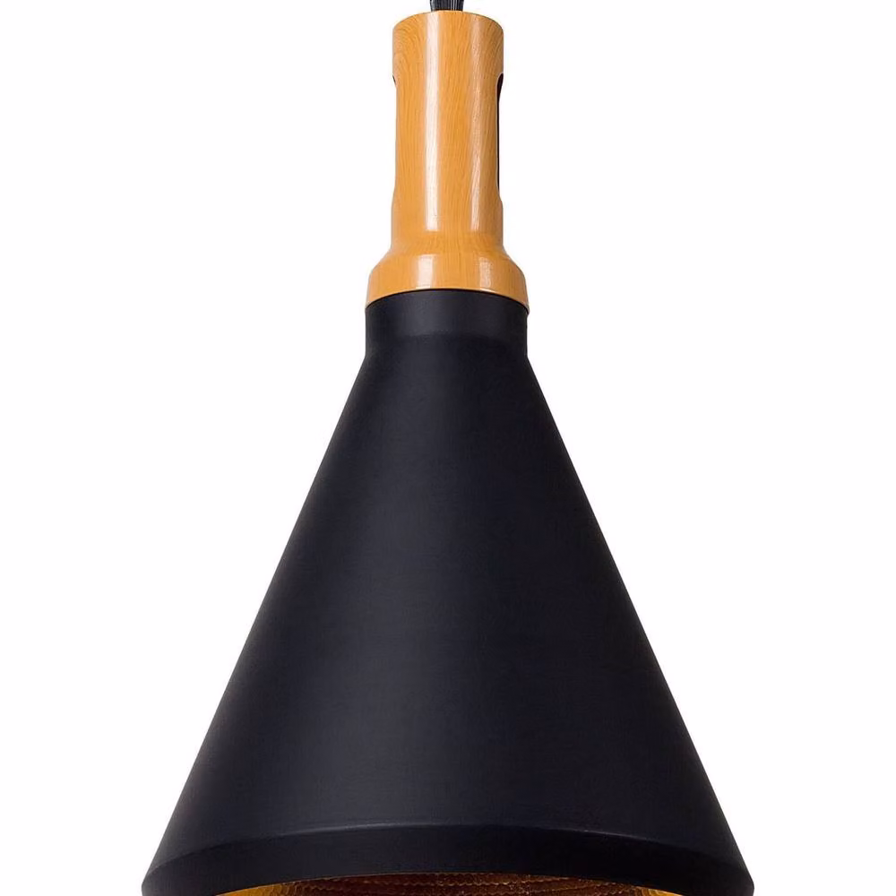 Wyld and Coco Nordic Glow Cone Pendant Lamp in Matte Black Aluminium with Gold Interior – 2