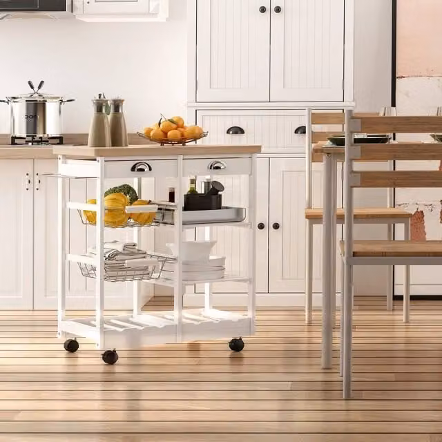 EONLION Rolling Kitchen Island Trolley in White