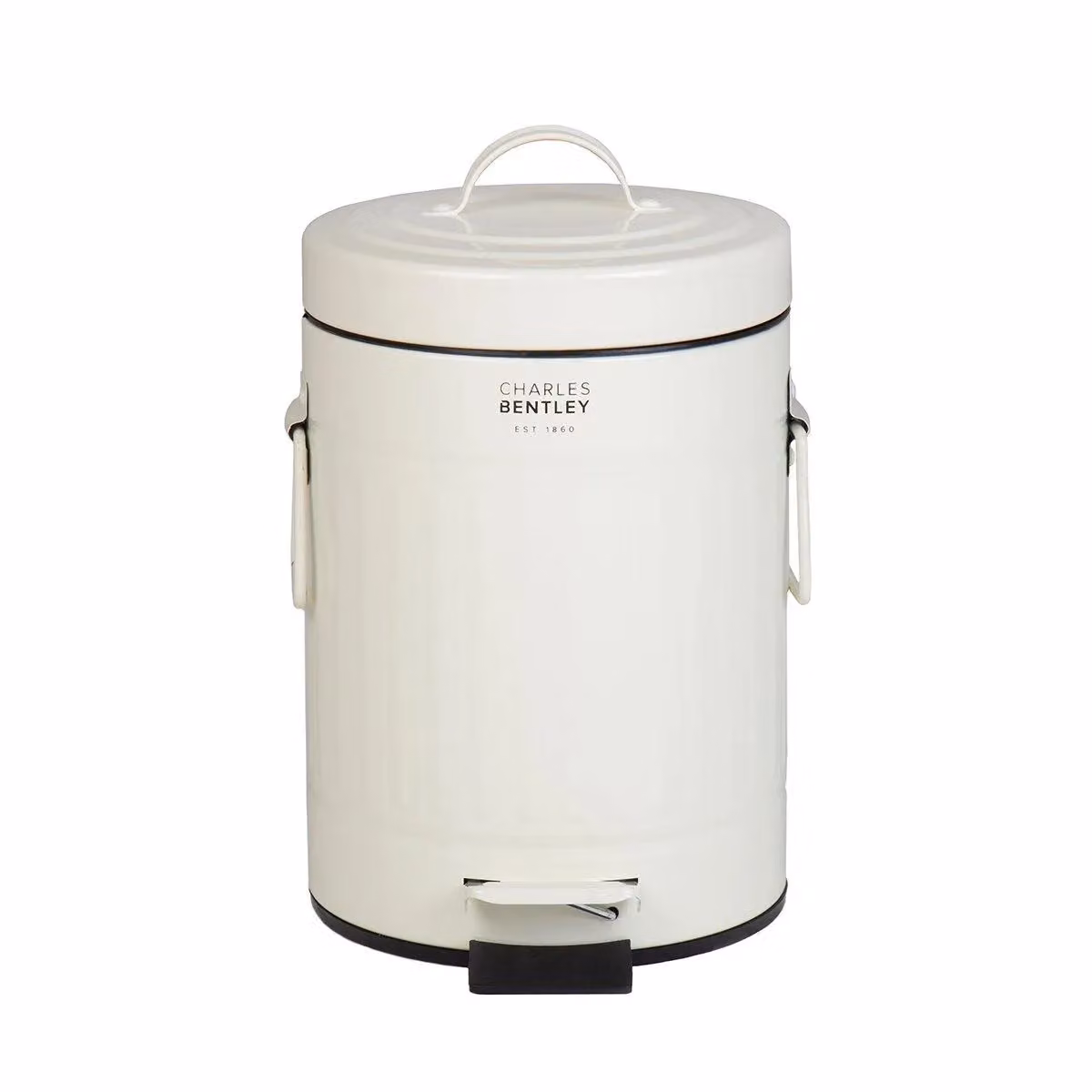 Charles Bentley Retro Steel Pedal Bin with Removable Inner Bucket, Cream, W: 17 cm, D: 17 cm, H: 30 cm – 2