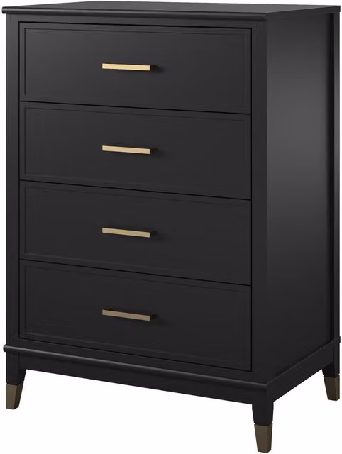 CosmoLiving Westerleigh Modern 4 Drawer Dresser in Black