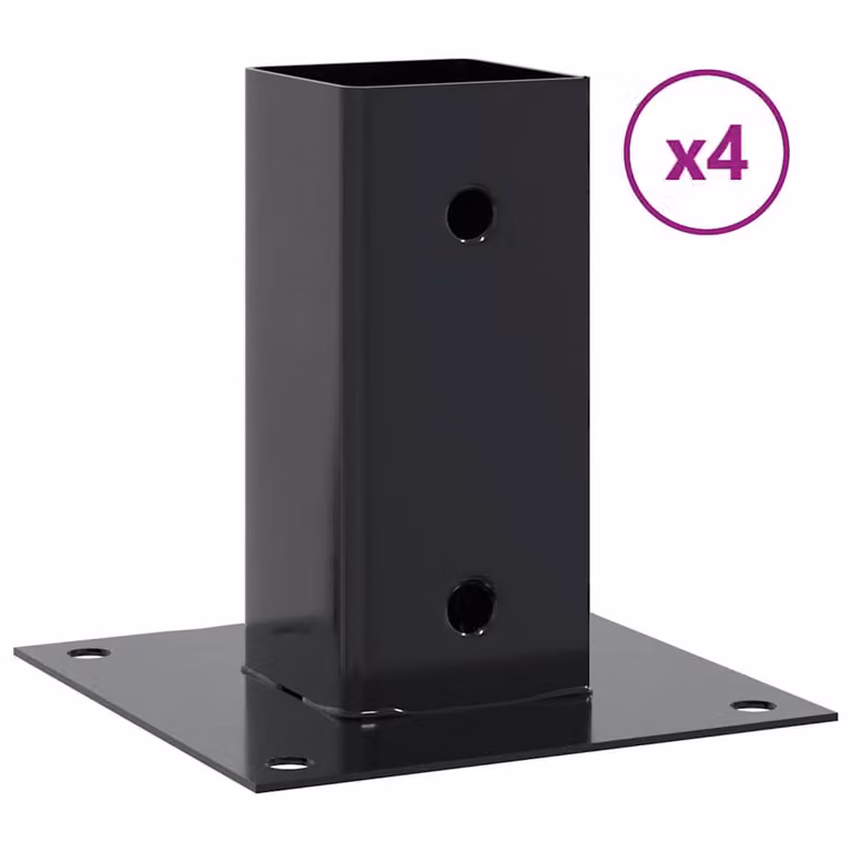 Berkfield Home Square Post Bases, 4 Pack, Anthracite Black, Powder-coated Galvanised Steel, 71 x 71 mm
