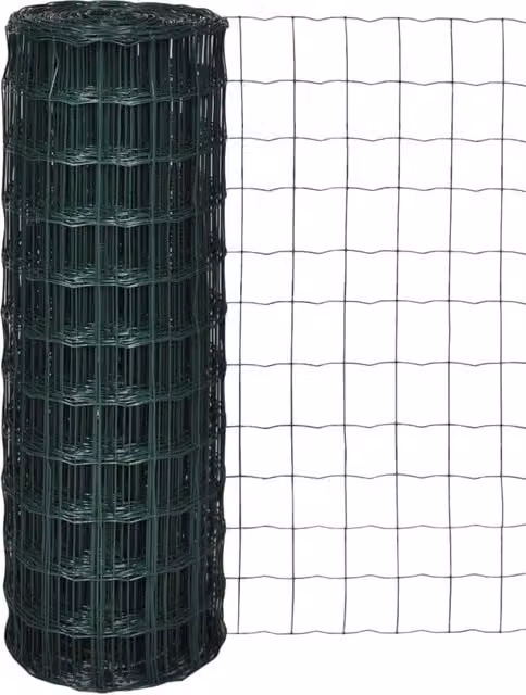 Berkfield Home Euro Fence Green PVC-Coated Steel Fencing, W: 25 m, H: 0.8 m