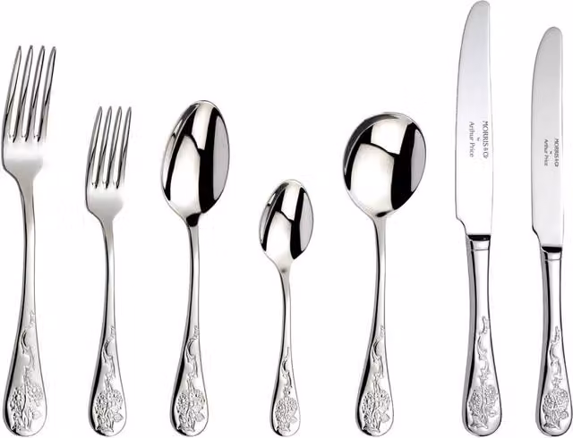 Arthur Price Morris & Co. Blackthorn 44 Piece 6 Person Polished Silver Stainless Steel Cutlery Set with Case – 1