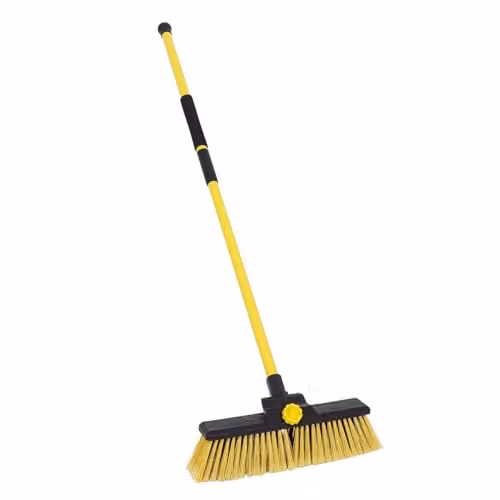 Charles Bentley 14 inch Bulldozer Yard Broom with Telescopic Handle in Yellow, W/D/H: 35.5 x 6 x 144 cm – 2