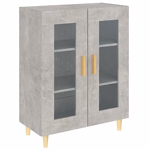 vidaXL Sideboard in Concrete Grey with Glass and MDF, W/D/H: 69.5 x 34 x 90 cm – 1