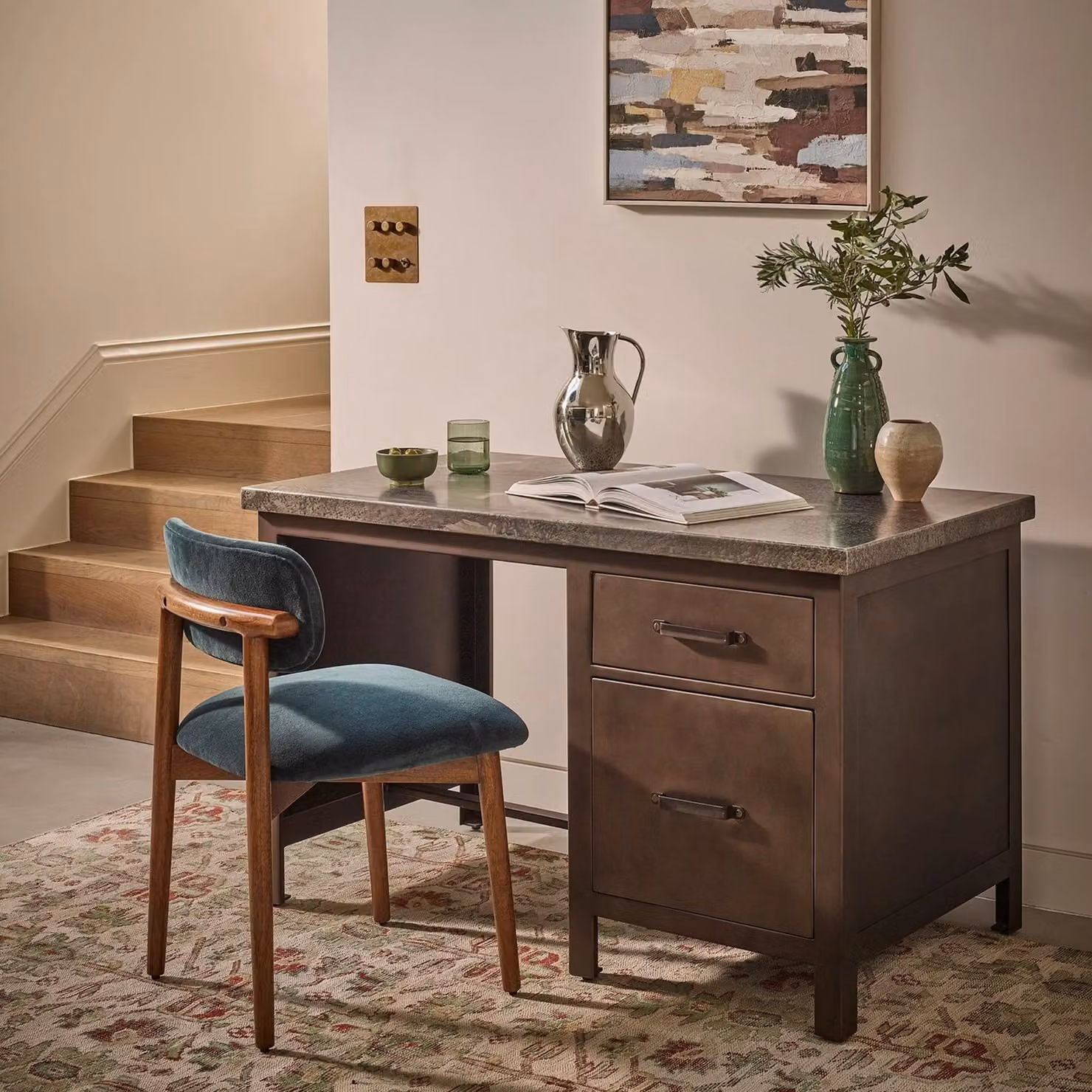 Atkin and Thyme Mercury Writing Desk in Blue, Grey or Bronze Metal