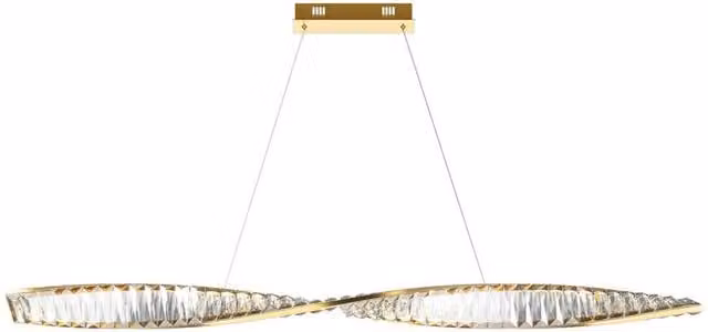 Netlighting Krone Modern Bar Pendant Light in Gold and Brass with Crystal Shade, 120 cm, 2600 lm, 3000K Warm White LED – 1