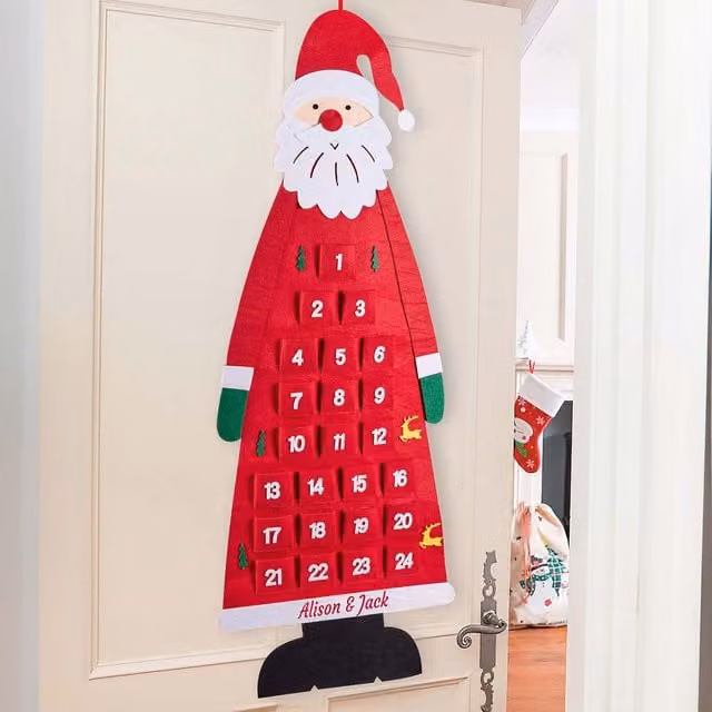 Dibor Luxury Hurry Up Santa Large Christmas Advent Calendar for Kids in Red, Green and White