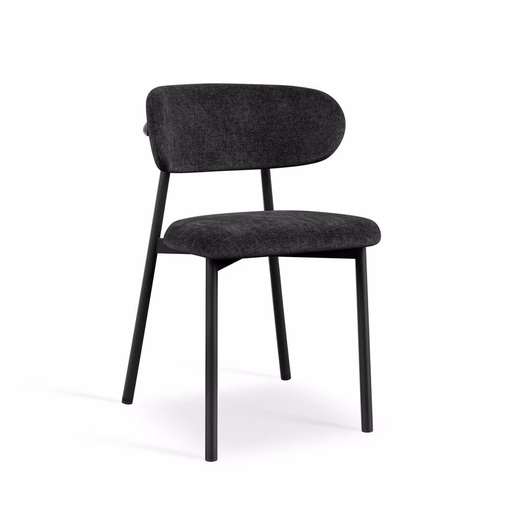 More4Homes Juno Black Ceramic Dining Table and 6 Myla Linen Chairs Set, W/D/H: 180 x 90 x 75 cm – 2